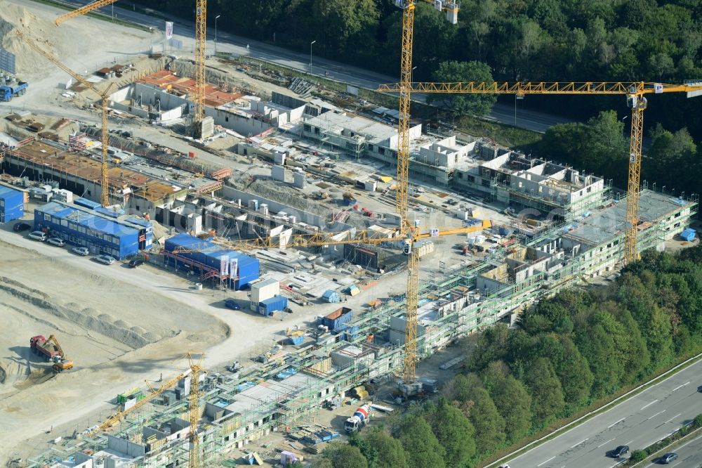 Aerial photograph München - Construction site to build a new multi-family residential complex der Terrafinanz GmbH & Co. KG im Stadtteil Perlach in Munich in the state Bavaria