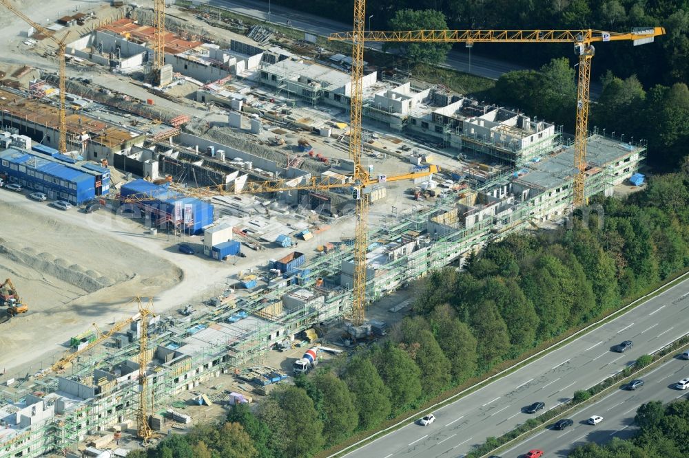 München from above - Construction site to build a new multi-family residential complex der Terrafinanz GmbH & Co. KG im Stadtteil Perlach in Munich in the state Bavaria