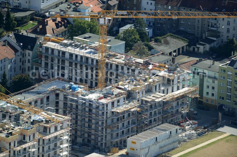 Aerial image Offenbach am Main - Construction site to build a new multi-family residential complex of Ed. Zueblin AG in Offenbach am Main in the state Hesse