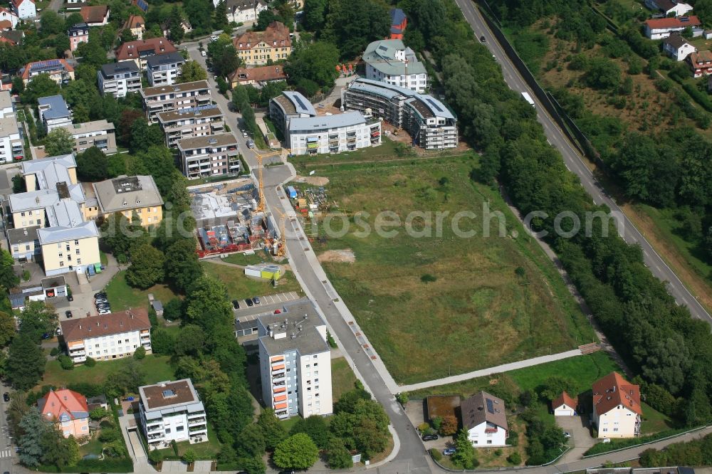 Schopfheim from the bird's eye view: Construction site to build a new multi-family residential complex Eisweiher in Schopfheim in the state Baden-Wurttemberg, Germany