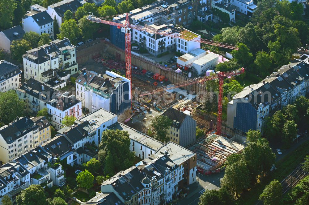 Bonn from above - Construction site to build a new multi-family residential complex on street Baumschulallee - Beethovenstrasse in the district Weststadt in Bonn in the state North Rhine-Westphalia, Germany