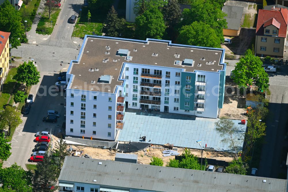 Aerial image Bernau - Construction site to build a new multi-family residential complex on Karl-Marx-Strasse corner Enzianstrasse in Bernau in the state Brandenburg, Germany