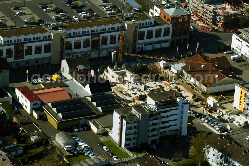 Aerial photograph Aschaffenburg - Construction site to build a new multi-family residential complex Lange Strasse in Aschaffenburg in the state Bavaria, Germany