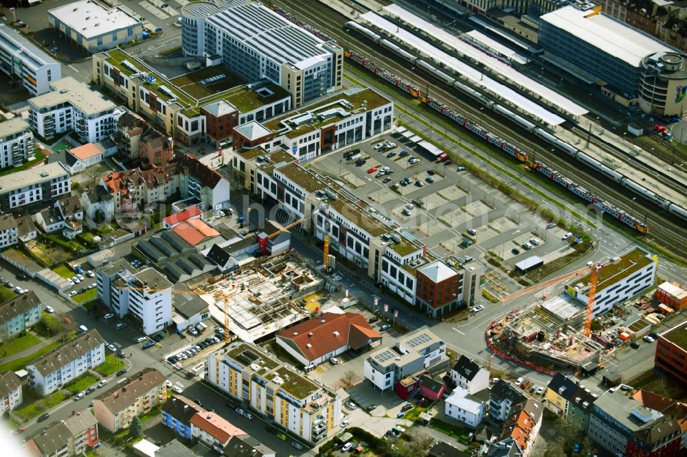 Aerial photograph Aschaffenburg - Construction site to build a new multi-family residential complex Lange Strasse in Aschaffenburg in the state Bavaria, Germany