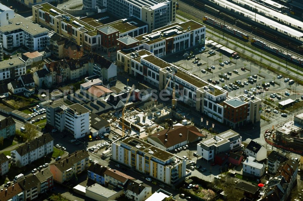 Aerial photograph Aschaffenburg - Construction site to build a new multi-family residential complex Lange Strasse in Aschaffenburg in the state Bavaria, Germany