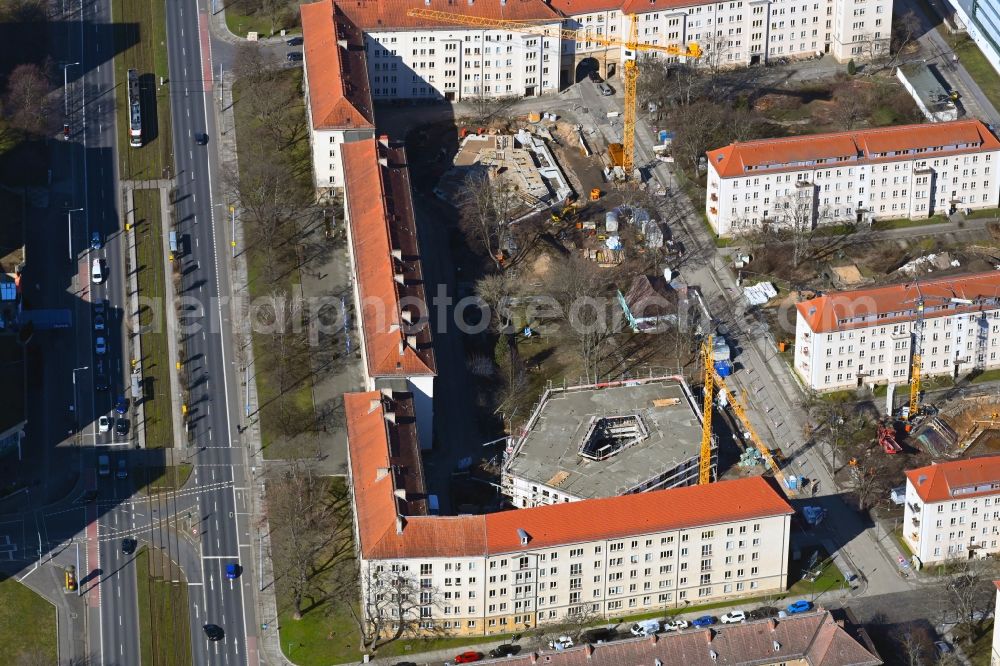 Aerial image Dresden - Construction site to build a new multi-family residential complex Seidnitzer Strasse - Grunaer Strasse in the district Pirnaische Vorstadt in Dresden in the state Saxony, Germany