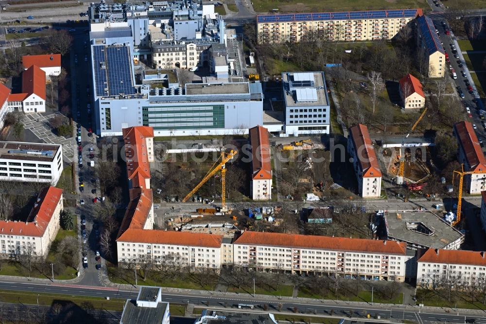 Dresden from above - Construction site to build a new multi-family residential complex Seidnitzer Strasse - Grunaer Strasse in the district Pirnaische Vorstadt in Dresden in the state Saxony, Germany