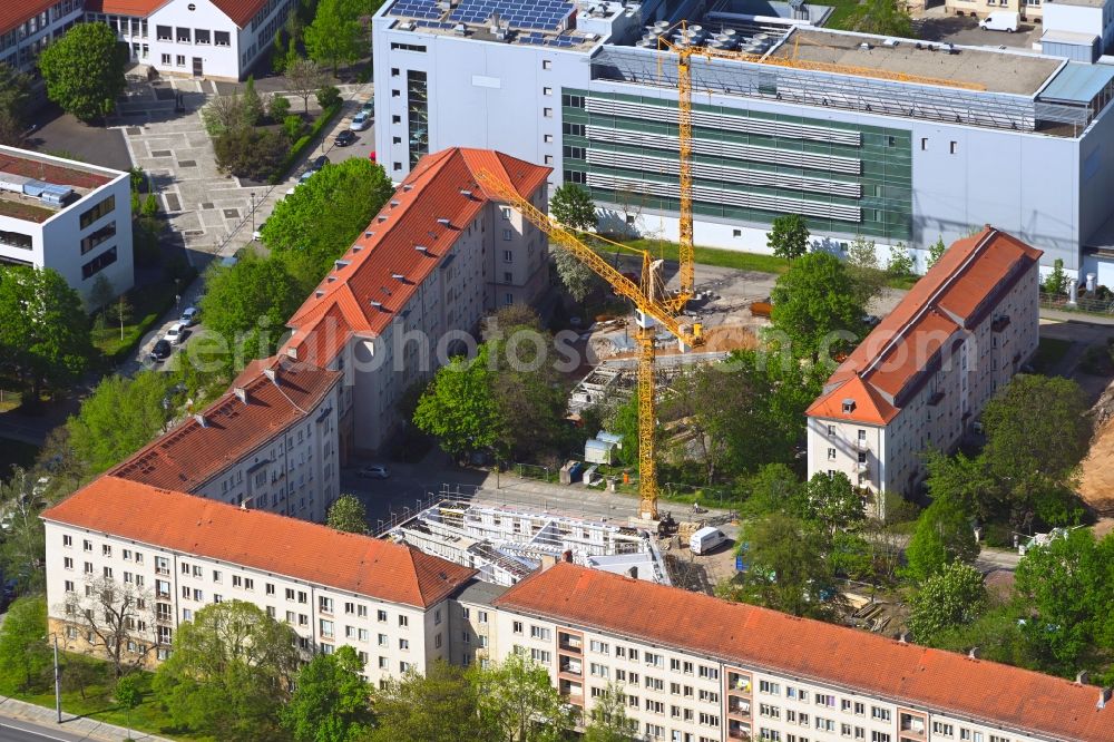 Aerial photograph Dresden - Construction site to build a new multi-family residential complex Seidnitzer Strasse - Grunaer Strasse in the district Pirnaische Vorstadt in Dresden in the state Saxony, Germany