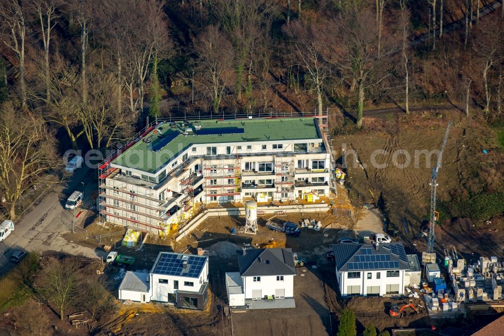 Herne from the bird's eye view: Construction site to build a new multi-family residential complex on Bromberger Strasse in the Sodingen part of Herne in the state of North Rhine-Westphalia