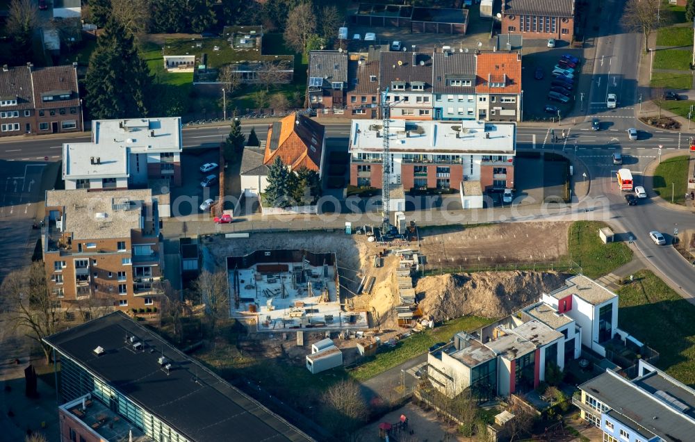 Emmerich am Rhein from above - Construction site to build a new apartment building on Wall Street in Emmerich am Rhein in North Rhine-Westphalia