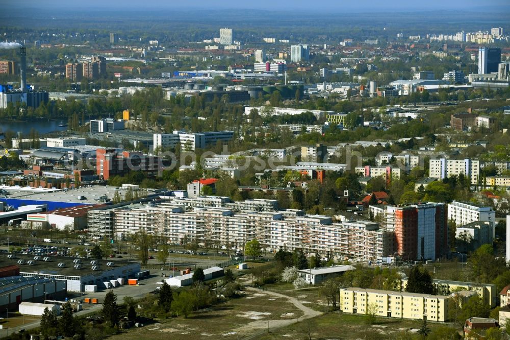 Berlin from the bird's eye view: Residential construction site with multi-family housing development - new building on Paulsternstrasse in the Haselhorst district in Berlin, Germany