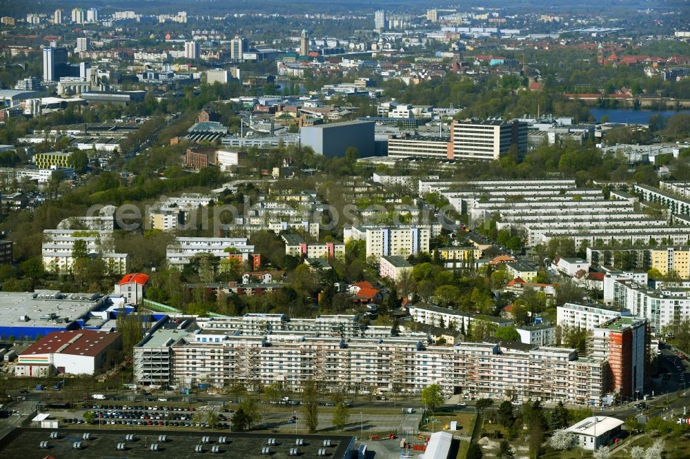 Aerial image Berlin - Residential construction site with multi-family housing development - new building on Paulsternstrasse in the Haselhorst district in Berlin, Germany