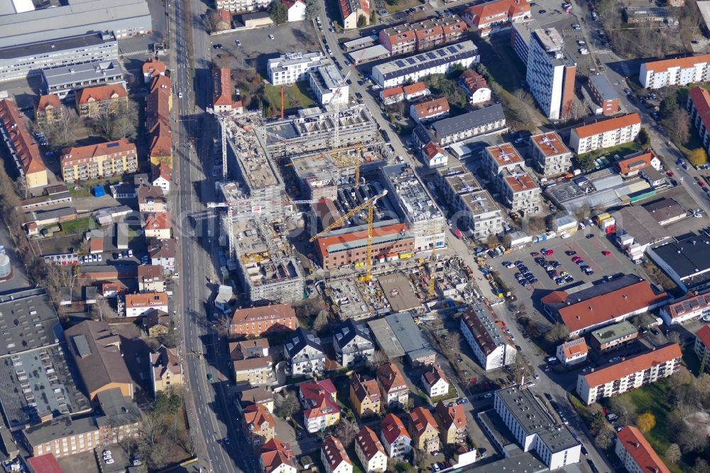 Göttingen from the bird's eye view: Construction site to build a new multi-family residential complex in Goettingen in the state Lower Saxony, Germany