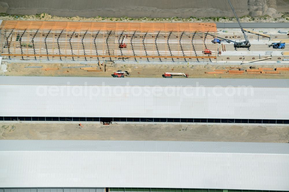 Ziltendorf from above - Construction site for the new building der Milchviehanlage der Bauerngesellschaft “Ziltendorfer Niederung” in Ziltendorf in the state Brandenburg