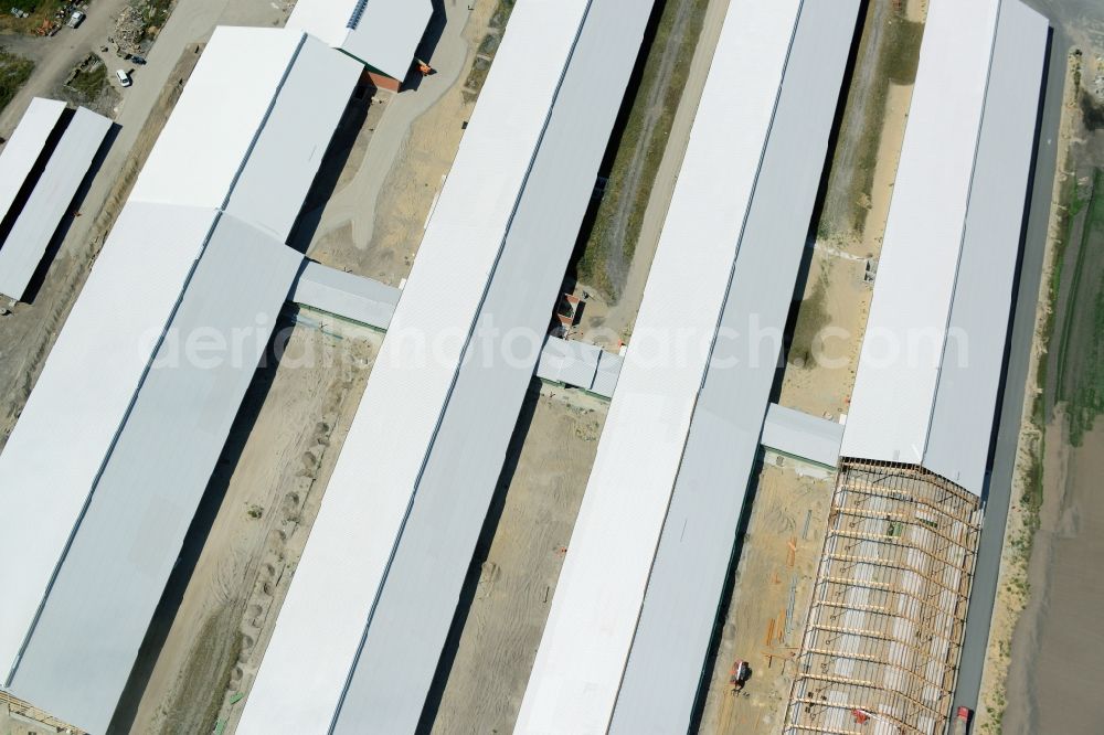 Ziltendorf from above - Construction site for the new building der Milchviehanlage der Bauerngesellschaft “Ziltendorfer Niederung” in Ziltendorf in the state Brandenburg