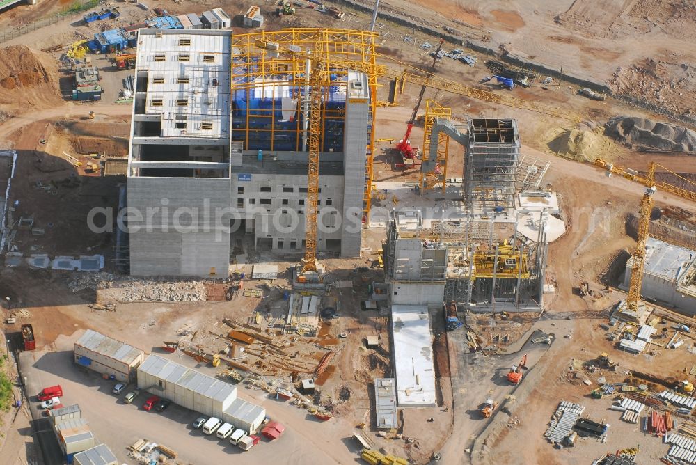 Zella-Mehlis from above - New construction of the waste incineration plant Restabfallbehandlungsanlage Am Schiessstand in Zella-Mehlis in the state Thuringia, Germany