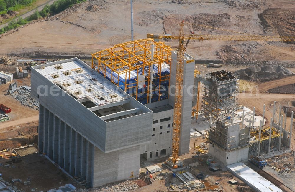 Zella-Mehlis from the bird's eye view: New construction of the waste incineration plant Restabfallbehandlungsanlage Am Schiessstand in Zella-Mehlis in the state Thuringia, Germany