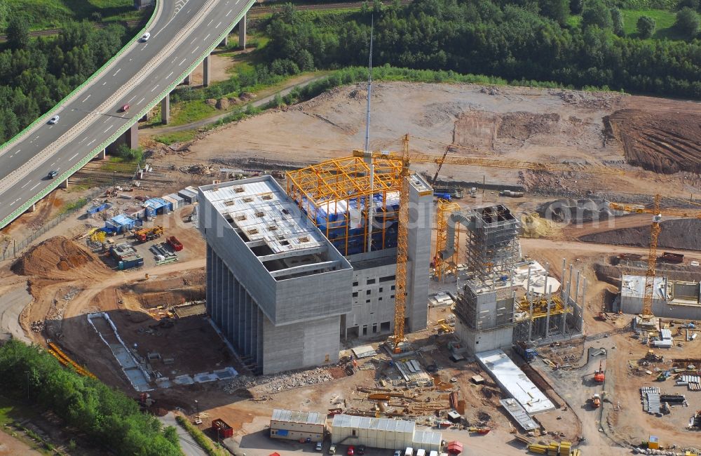 Aerial image Zella-Mehlis - New construction of the waste incineration plant Restabfallbehandlungsanlage Am Schiessstand in Zella-Mehlis in the state Thuringia, Germany