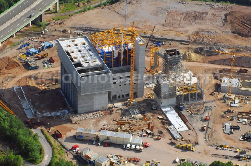 Aerial photograph Zella-Mehlis - New construction of the waste incineration plant Restabfallbehandlungsanlage Am Schiessstand in Zella-Mehlis in the state Thuringia, Germany