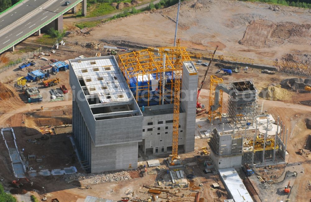 Zella-Mehlis from the bird's eye view: New construction of the waste incineration plant Restabfallbehandlungsanlage Am Schiessstand in Zella-Mehlis in the state Thuringia, Germany