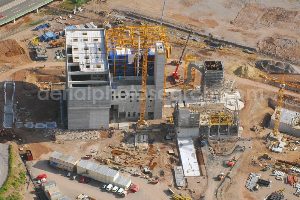 Aerial image Zella-Mehlis - New construction of the waste incineration plant Restabfallbehandlungsanlage Am Schiessstand in Zella-Mehlis in the state Thuringia, Germany