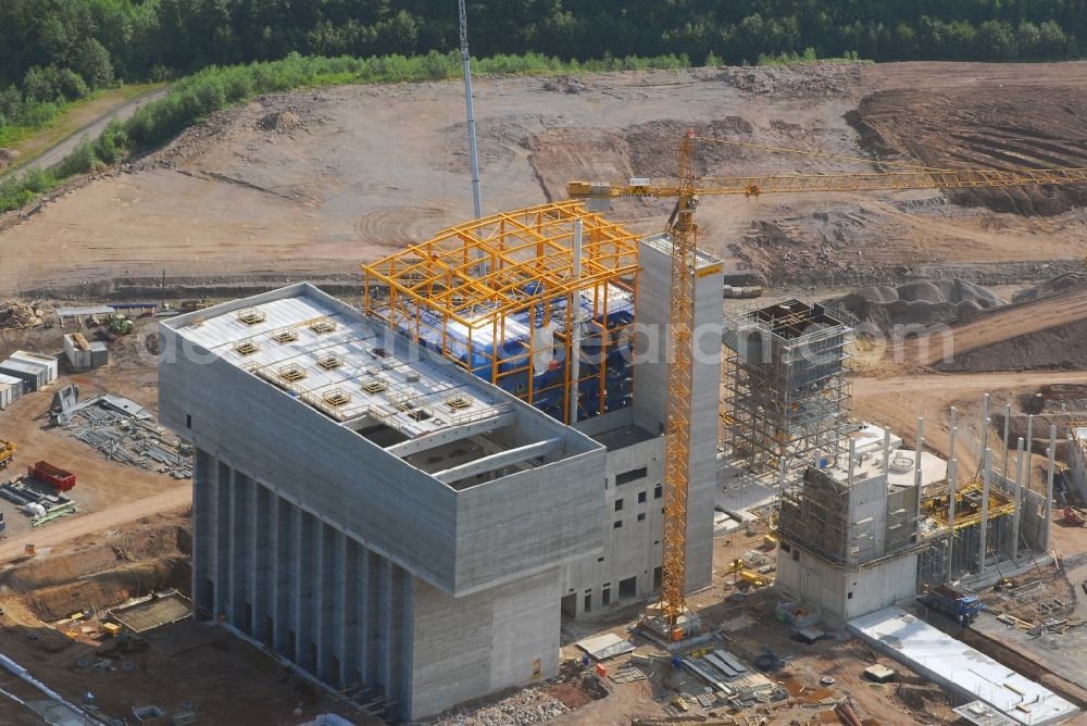 Aerial photograph Zella-Mehlis - New construction of the waste incineration plant Restabfallbehandlungsanlage Am Schiessstand in Zella-Mehlis in the state Thuringia, Germany