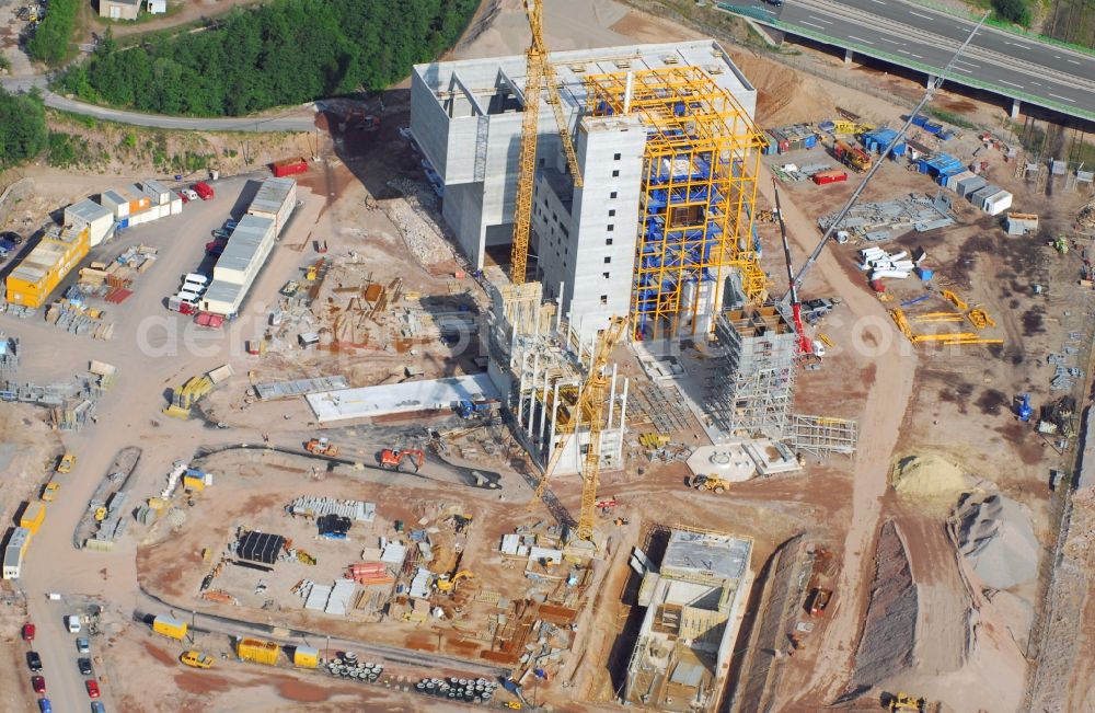 Zella-Mehlis from above - New construction of the waste incineration plant Restabfallbehandlungsanlage Am Schiessstand in Zella-Mehlis in the state Thuringia, Germany