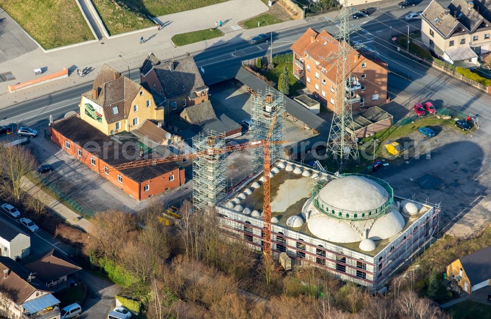 Aerial photograph Hamm - Mosque construction site D.I.T.I.B. Ulu-Moschee on the Dortmunder Strasse destrict Herringen in Hamm in the state North Rhine-Westphalia