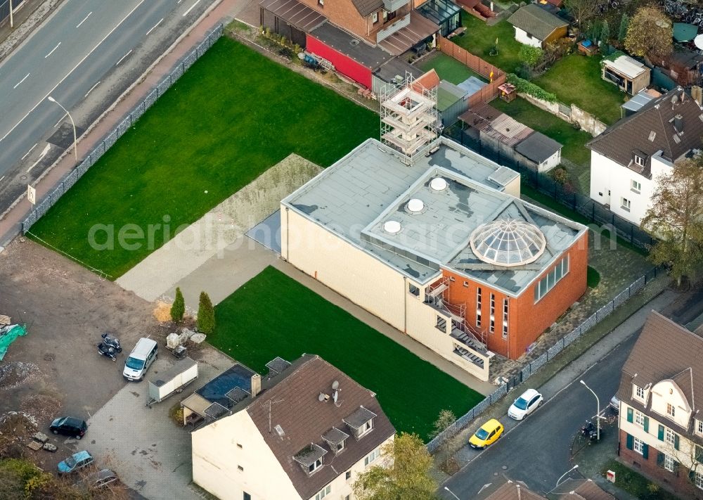 Aerial image Duisburg - Mosque construction site an der Rosenberhstrasse in the district Huettenheim in Duisburg in the state North Rhine-Westphalia