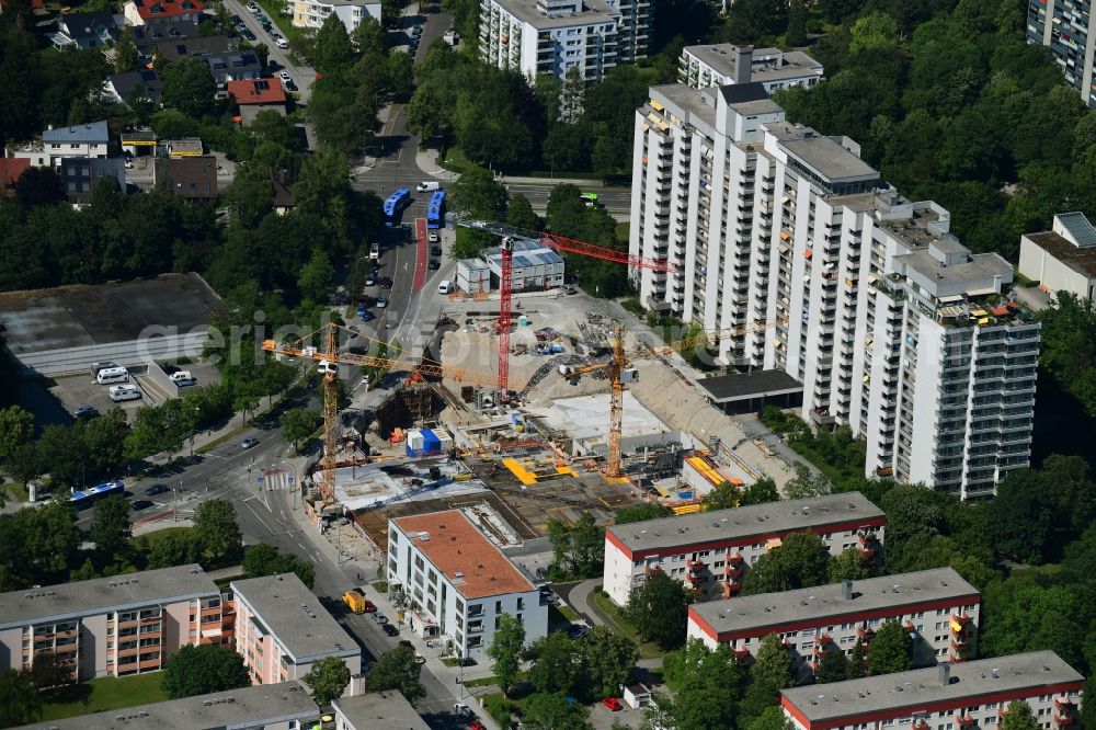 München from the bird's eye view: Construction site for the construction of a shopping center Paul-Ottmann-Zentrum in Munich in the federal state of Bavaria, Germany