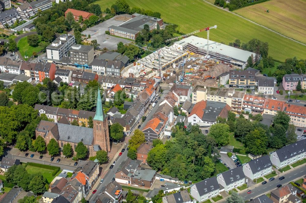 Aerial image Essen - Construction site for the new building eines Nahversorgungszentrums along the Frintroper Strasse in Essen in the state North Rhine-Westphalia, Germany