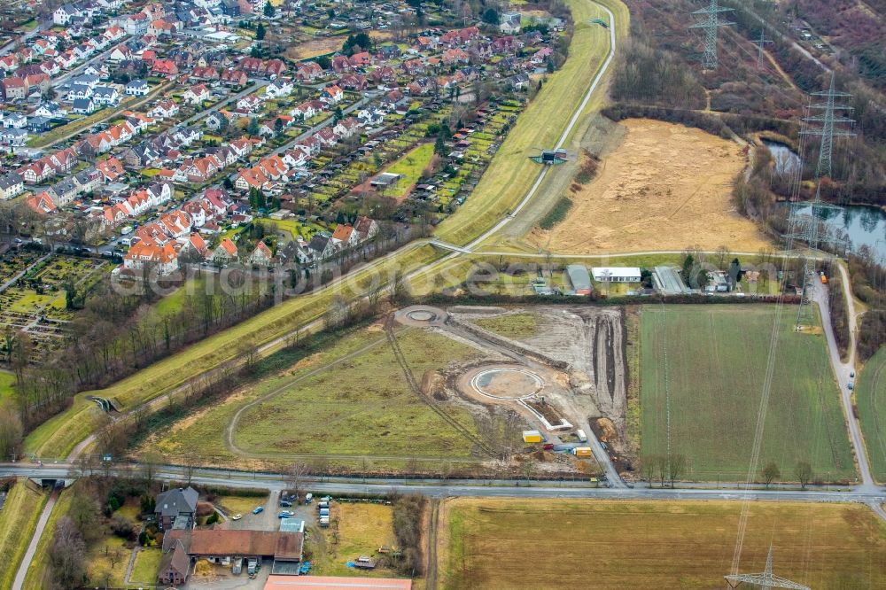 Gelsenkirchen from above - Construction site of animal wildlife protection station Tierschutzverein Herne-Wanne e.V in the district Gelsenkirchen-Sued in Gelsenkirchen in the state North Rhine-Westphalia