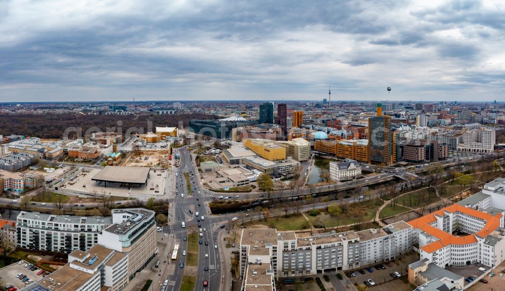 Aerial image Berlin - Construction of Neue Nationalgalerie on Potsdamer Strasse on street Potsdamer Strasse in the district Tiergarten in Berlin, Germany