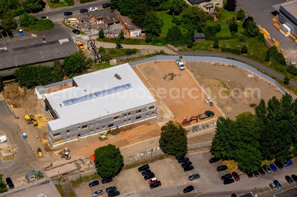 Witten from above - Construction site of a new bus depot on site of the former train station on Pferdebachstrasse in Witten in the state of North Rhine-Westphalia