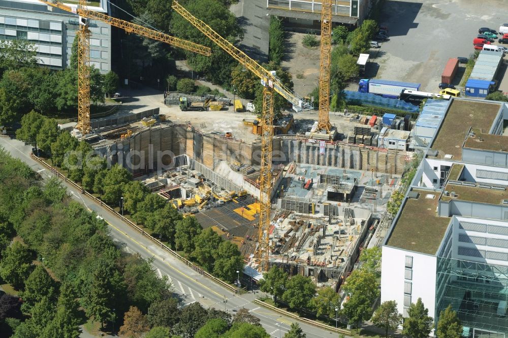 Stuttgart from the bird's eye view: Construction site for the new building of Daimler Financial Services on Stresemannstrasse in Stuttgart in the state of Baden-Wuerttemberg