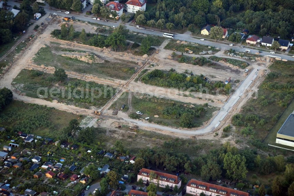 Aerial image Stahnsdorf - Construction site of a new residential area on Heinrich-Zille-Strasse in Stahnsdorf in the state of Brandenburg