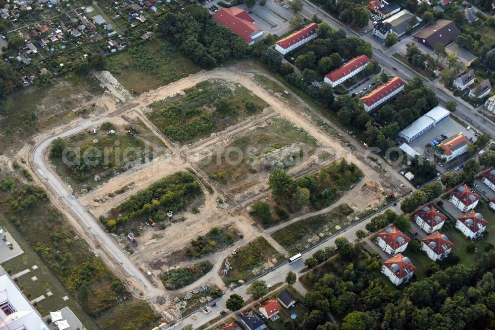 Aerial image Stahnsdorf - Construction site of a new residential area on Heinrich-Zille-Strasse in Stahnsdorf in the state of Brandenburg