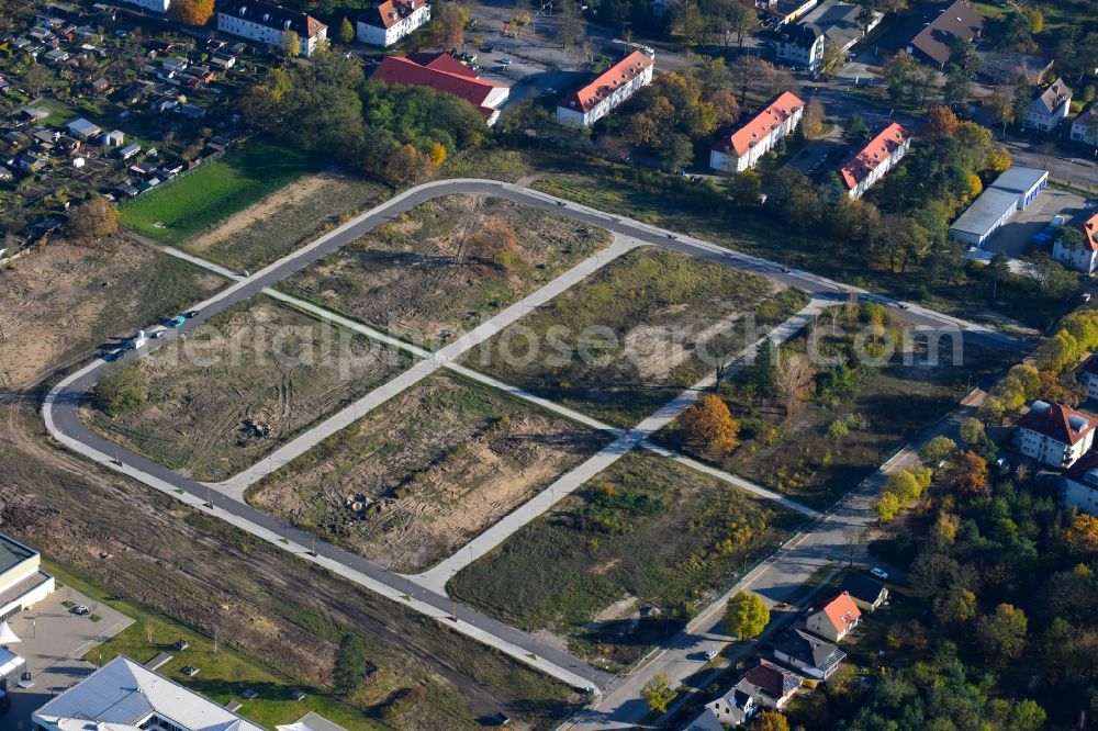 Aerial photograph Stahnsdorf - Construction site of a new residential area on Heinrich-Zille-Strasse in Stahnsdorf in the state of Brandenburg