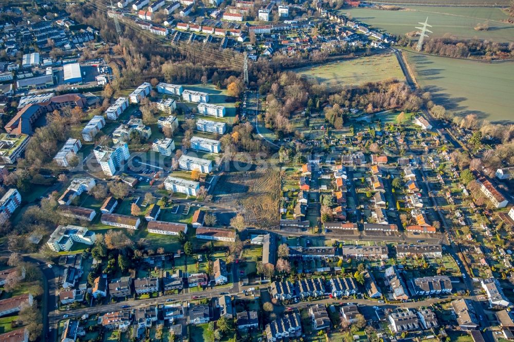 Bochum from the bird's eye view: Building site to the new building of a new residential area and a social centre in the Baerendorfer street in the district of Weitmar in Bochum in the federal state North Rhine-Westphalia