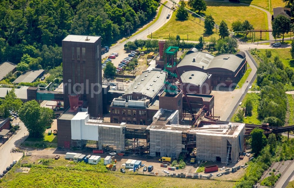 Essen from the bird's eye view: Construction for the new building new administrative headquarters of RAG Foundation and RAG Aktiengesellschaft on the world heritage Zollverein in Essen in North Rhine-Westphalia