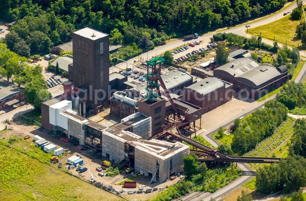 Aerial image Essen - Construction for the new building new administrative headquarters of RAG Foundation and RAG Aktiengesellschaft on the world heritage Zollverein in Essen in North Rhine-Westphalia