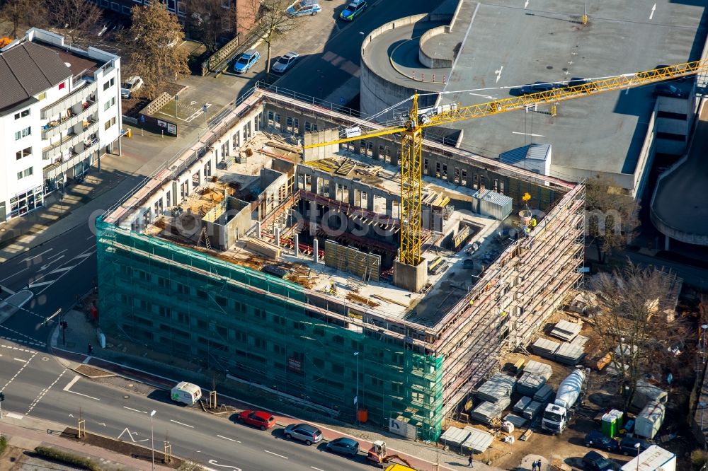 Aerial photograph Moers - Construction for the new building of the emergency ambulance of St. Josef Krankenhaus GmbH in Moers in North Rhine-Westphalia