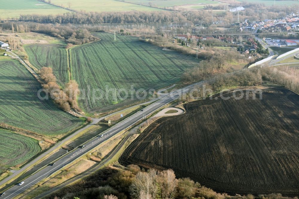 Brieskow-Finkenheerd from above - Construction site for the new building der OU Ortsumfahrung der Bundesstrasse B112 in Brieskow-Finkenheerd in the state Brandenburg