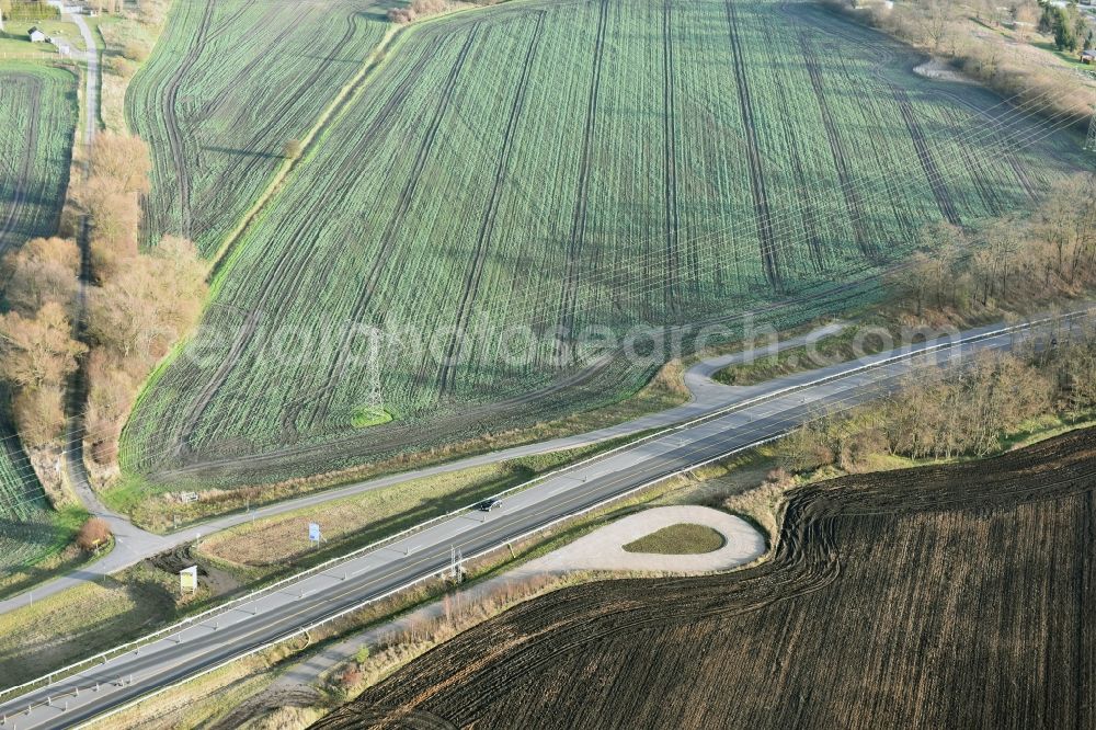 Aerial image Brieskow-Finkenheerd - Construction site for the new building der OU Ortsumfahrung der Bundesstrasse B112 in Brieskow-Finkenheerd in the state Brandenburg