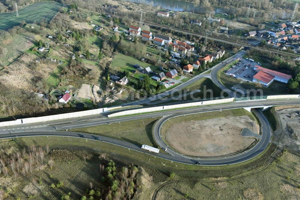 Brieskow-Finkenheerd from above - Construction site for the new building der OU Ortsumfahrung der Bundesstrasse B112 in Brieskow-Finkenheerd in the state Brandenburg