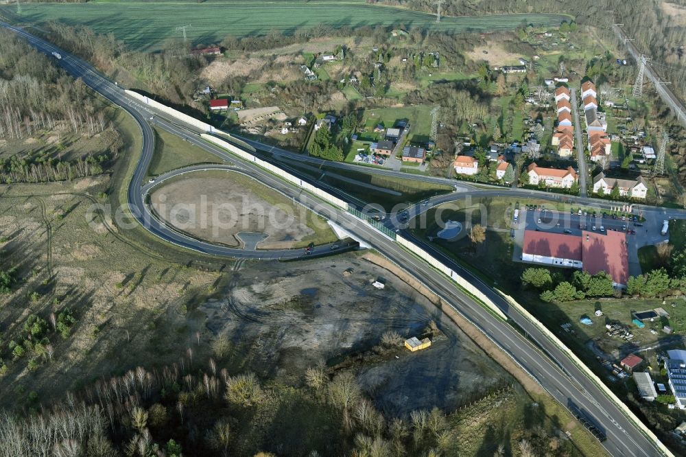 Aerial image Brieskow-Finkenheerd - Construction site for the new building der OU Ortsumfahrung der Bundesstrasse B112 in Brieskow-Finkenheerd in the state Brandenburg