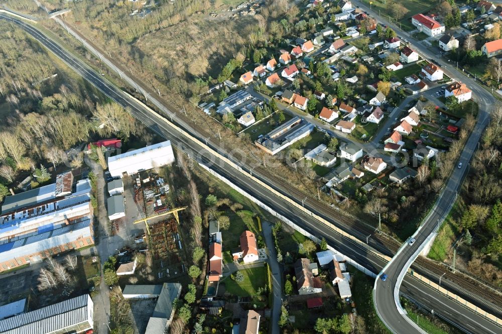 Aerial image Brieskow-Finkenheerd - Construction site for the new building der OU Ortsumfahrung der Bundesstrasse B112 in Brieskow-Finkenheerd in the state Brandenburg