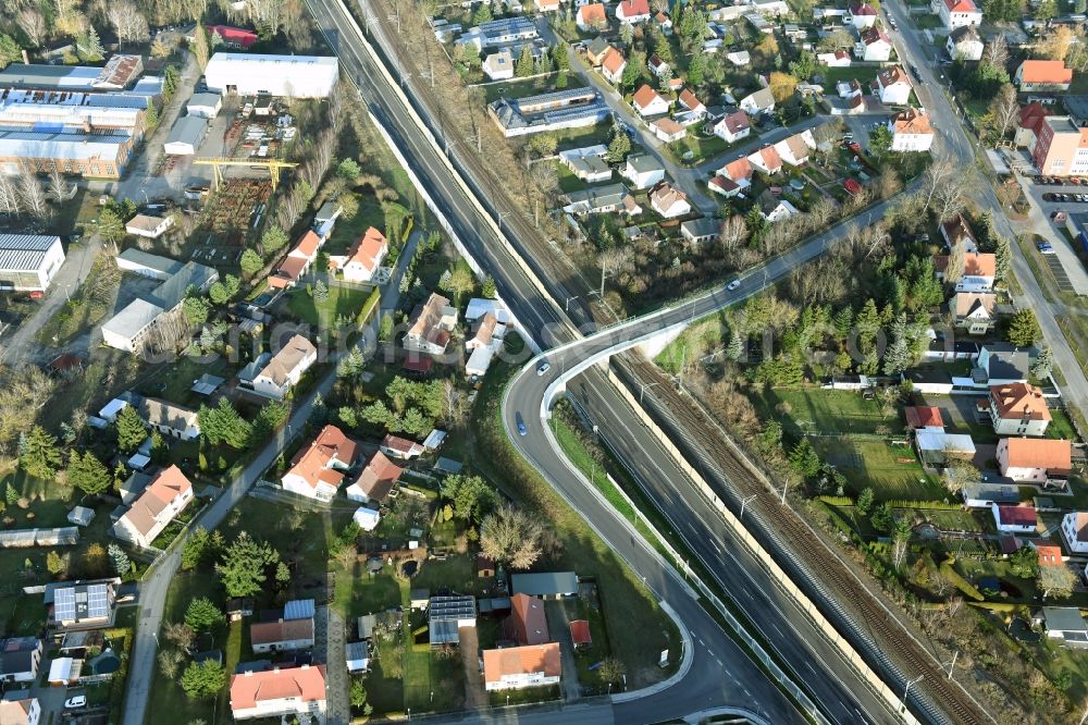 Aerial photograph Brieskow-Finkenheerd - Construction site for the new building der OU Ortsumfahrung der Bundesstrasse B112 in Brieskow-Finkenheerd in the state Brandenburg