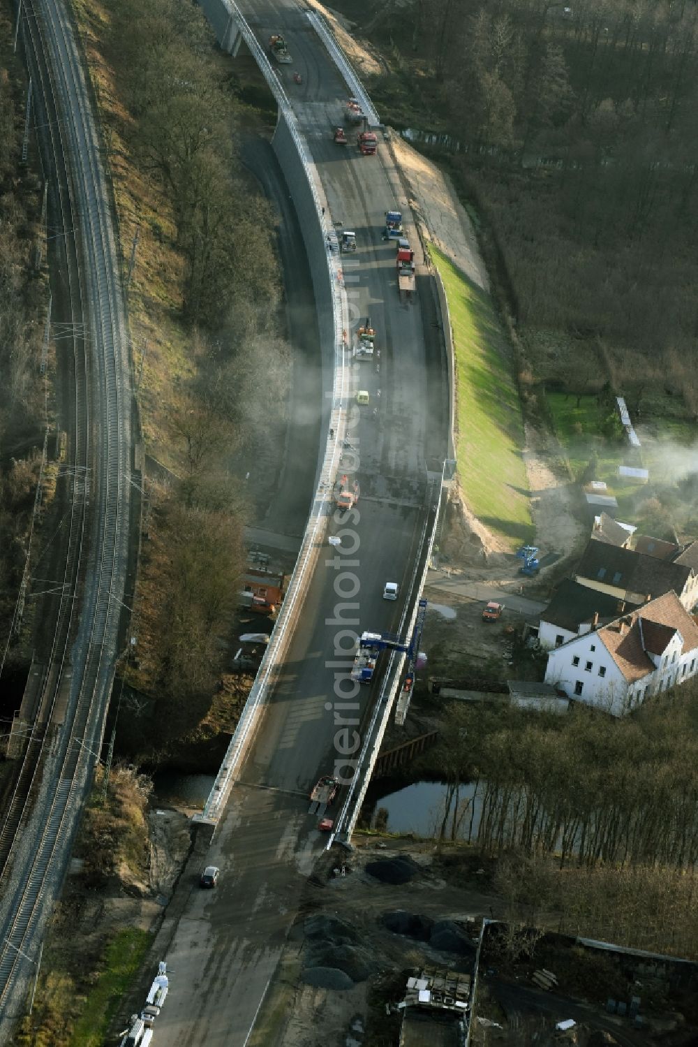 Aerial photograph Brieskow-Finkenheerd - Construction site for the new building der OU Ortsumfahrung der Bundesstrasse B112 in Brieskow-Finkenheerd in the state Brandenburg