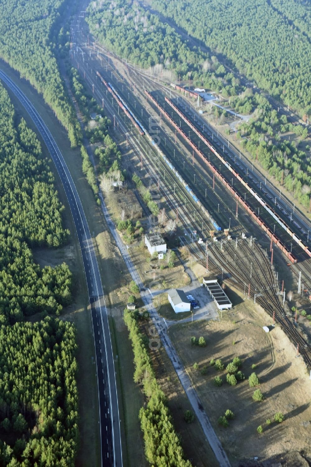 Aerial image Brieskow-Finkenheerd - Construction site for the new building der OU Ortsumfahrung der Bundesstrasse B112 in Brieskow-Finkenheerd in the state Brandenburg